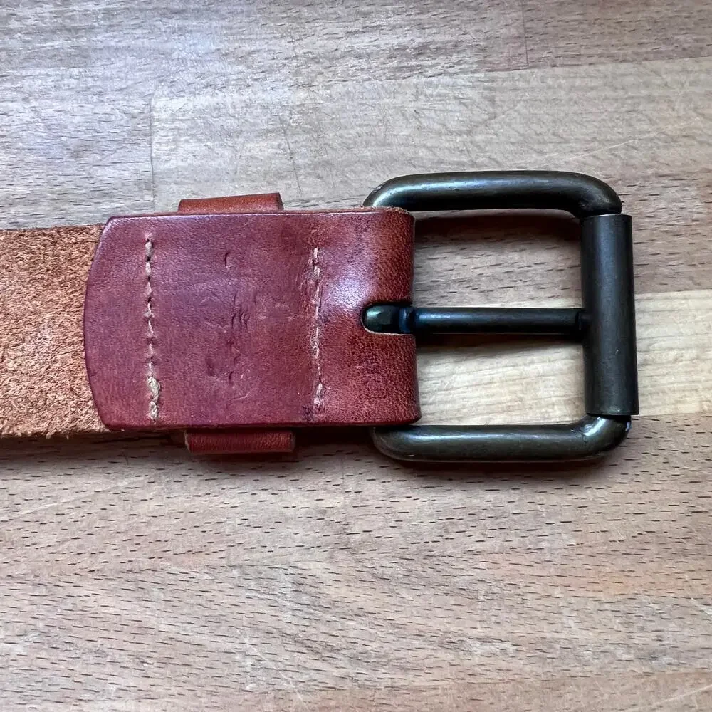 Vintage GAP Italian Leather Belt Size 30 Cognac Brown 1.5” Brass Buckle